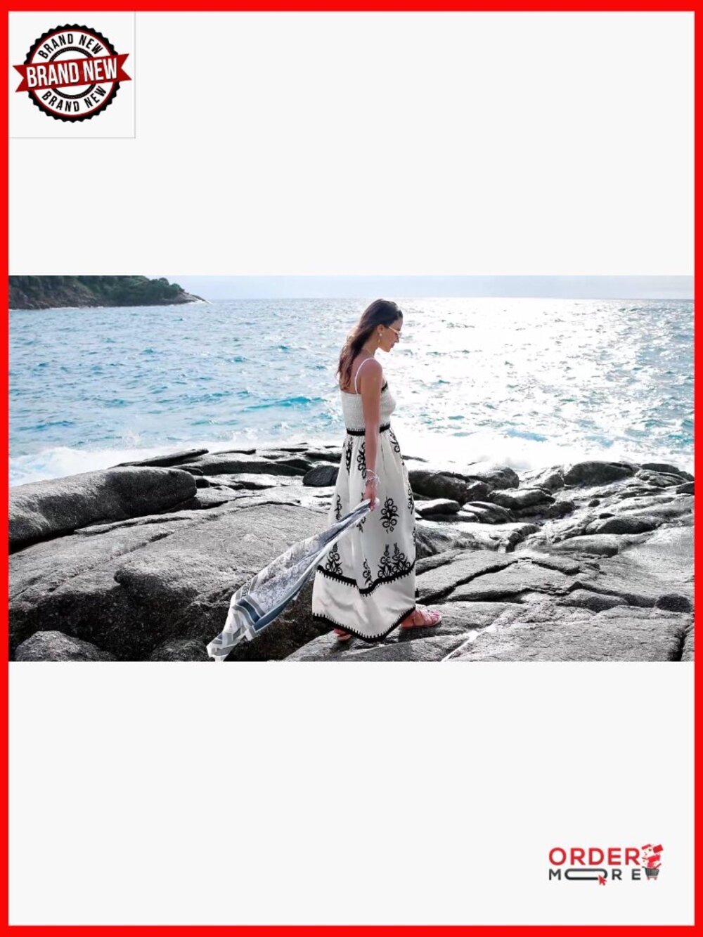 Smocked Floral Maxi Dress with Pockets - Boho Summer Sundress - Picture 7 of 7